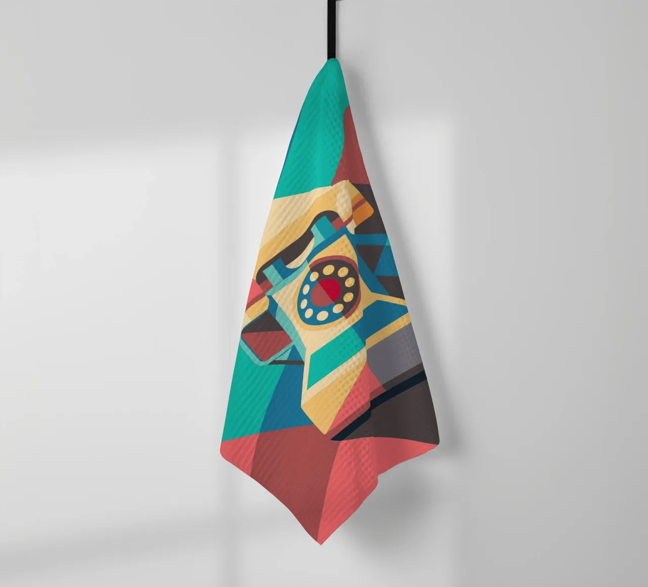 telephone vector illustration tea towel by zaidza