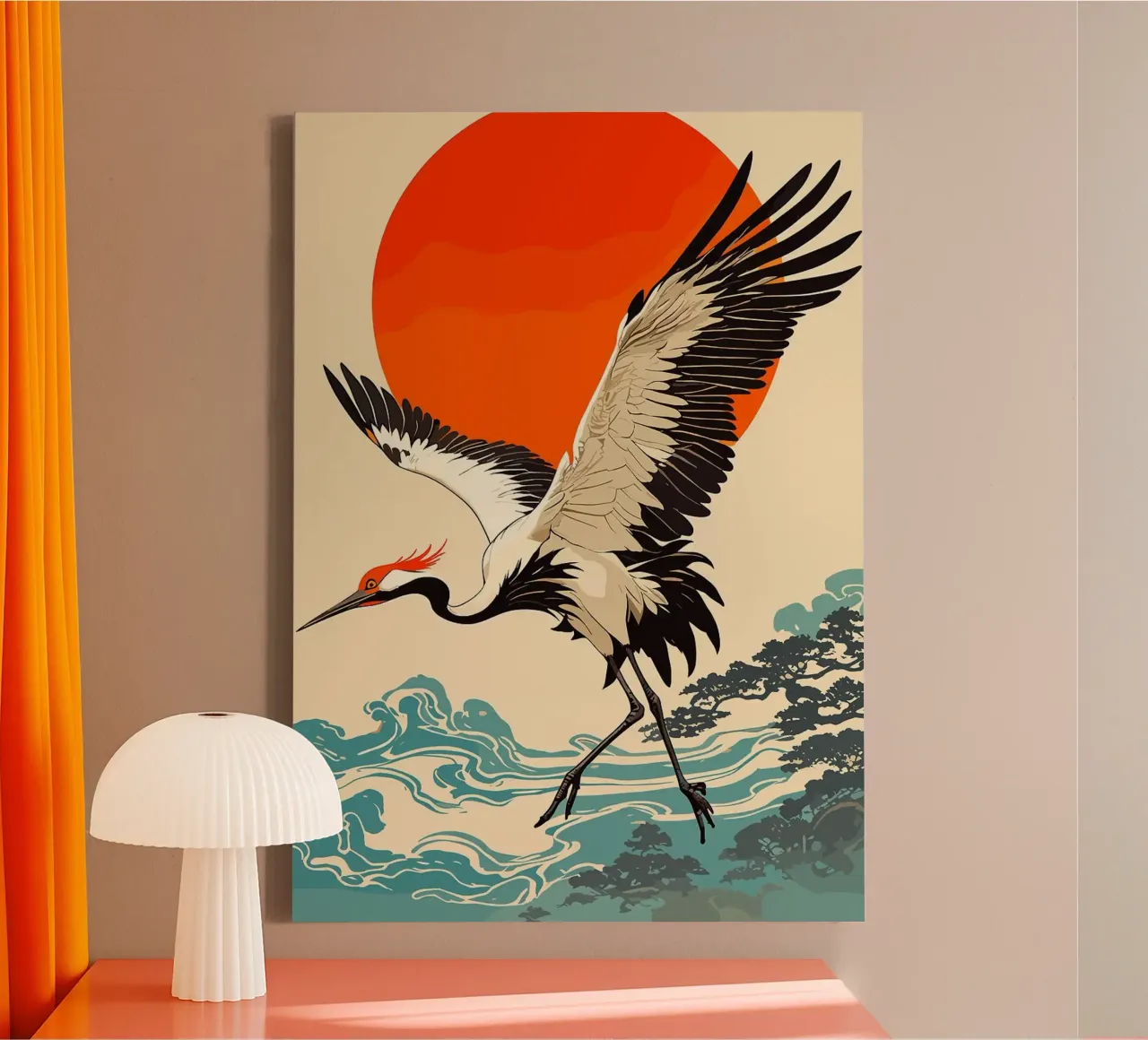 Japanese Crane Illustration canvas by BirdShop