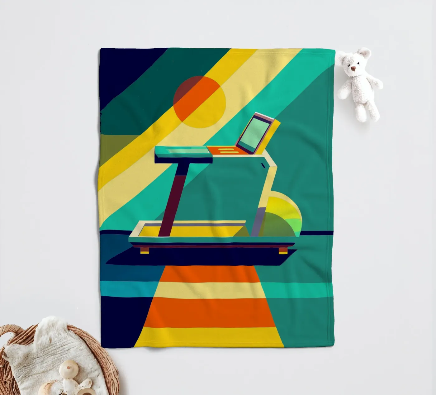 tradmill vector fleece blanket by zaidza