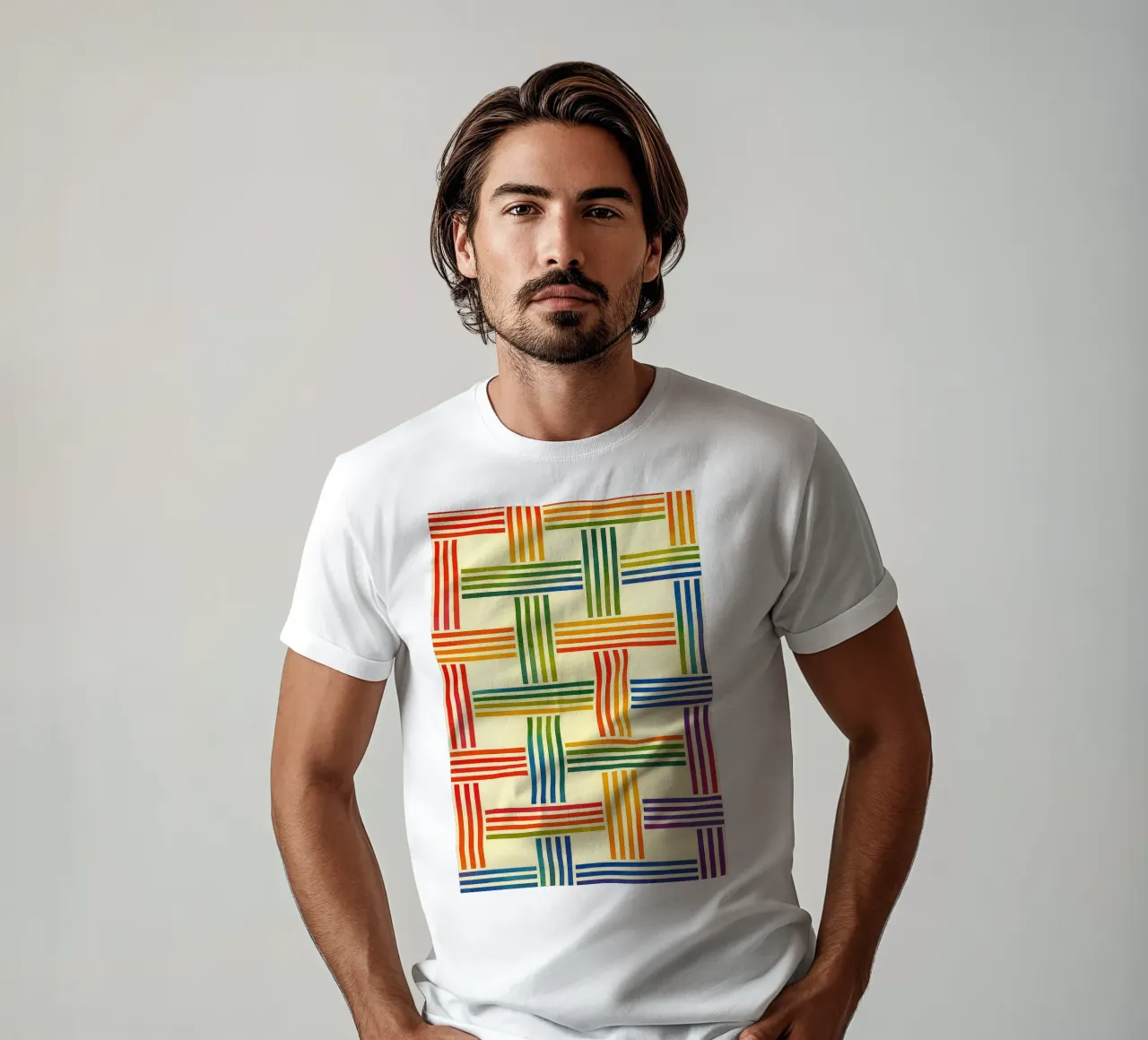 abstract geometric bamboo weave line t-shirt by arkhanz