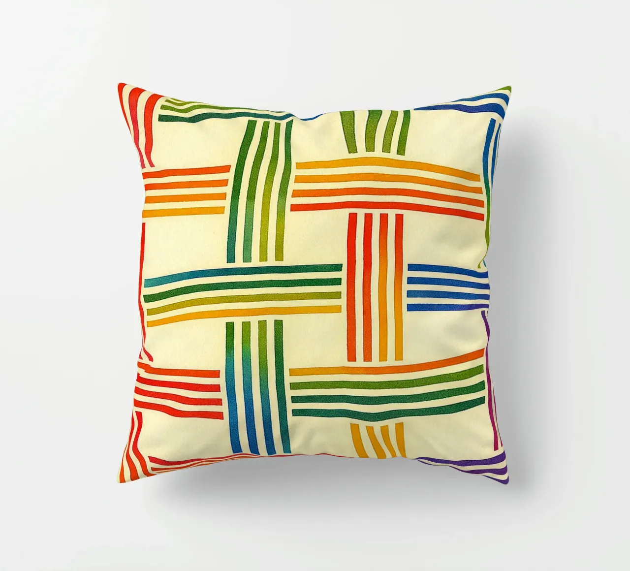 abstract geometric bamboo weave line decorative cushion by arkhanz