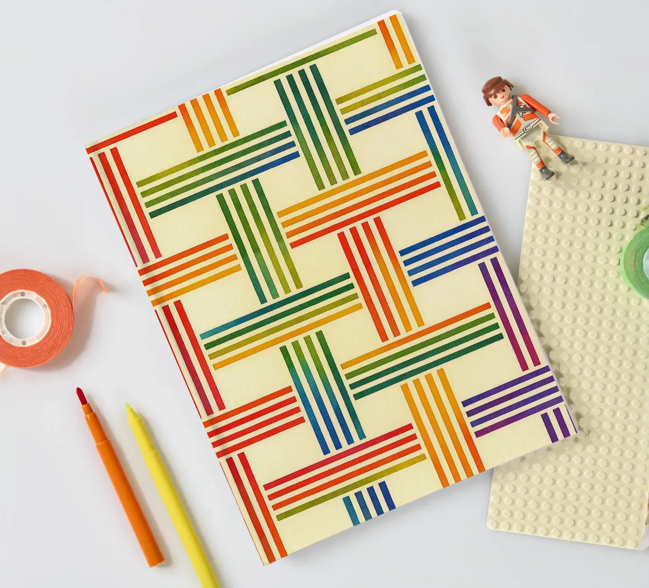 abstract geometric bamboo weave line notebook by arkhanz