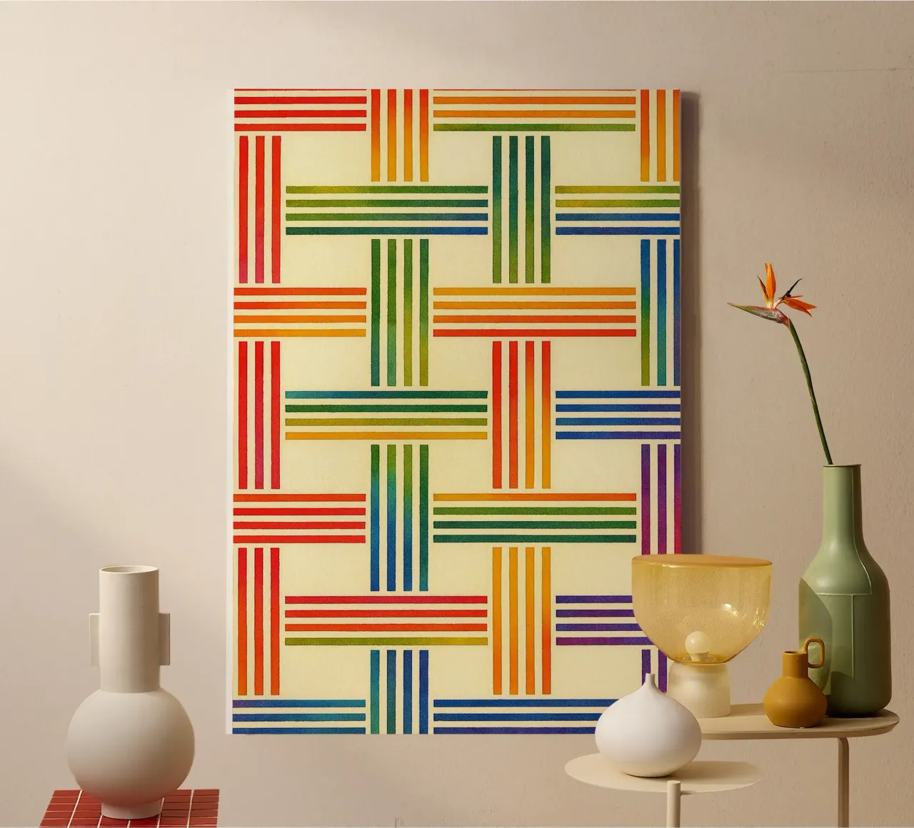 abstraktes geometrisches Bambusgeflecht Leinwand von arkhanz