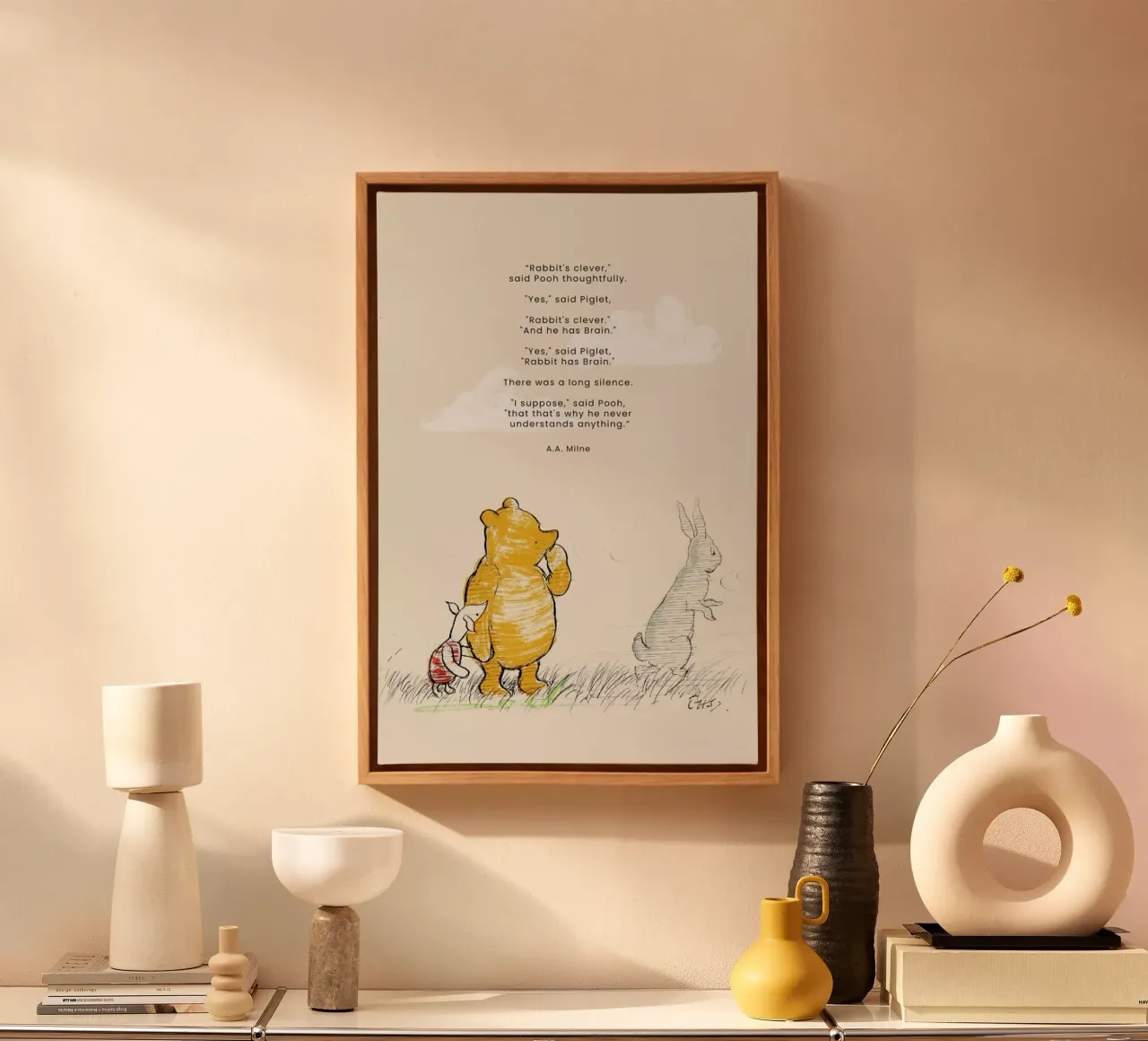 Rabbit tela con Cornice a cassetta da Vintage by JUNIQE