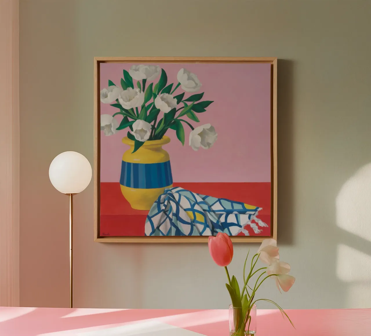 Tulipano Serenity Bloom tela con Cornice a cassetta da Dawn Light