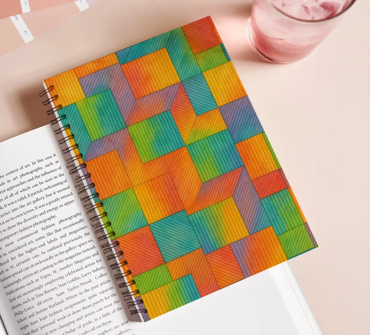 abstract geometric box line spiral notebook by arkhanz