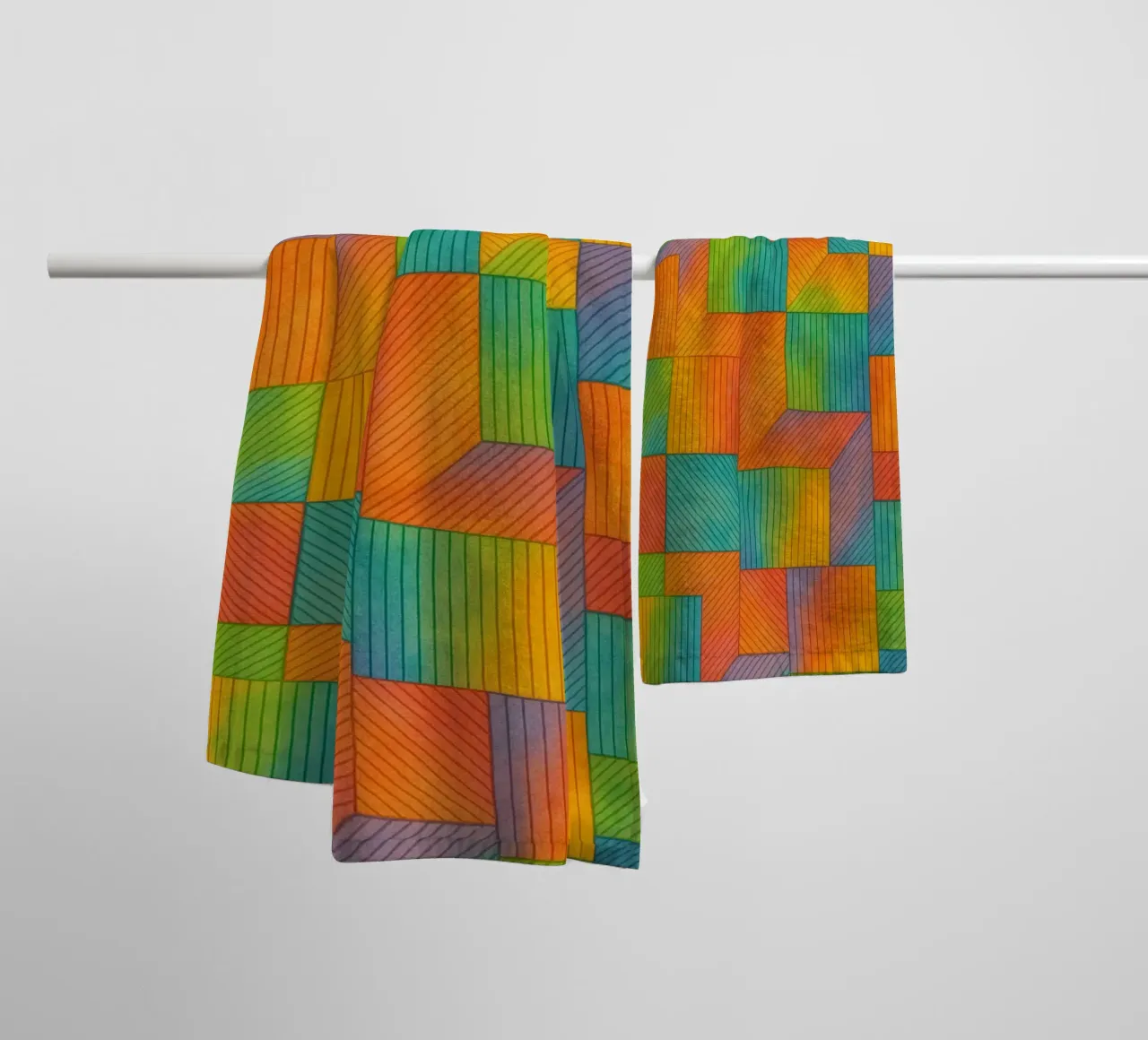 abstract geometric box line towel by arkhanz