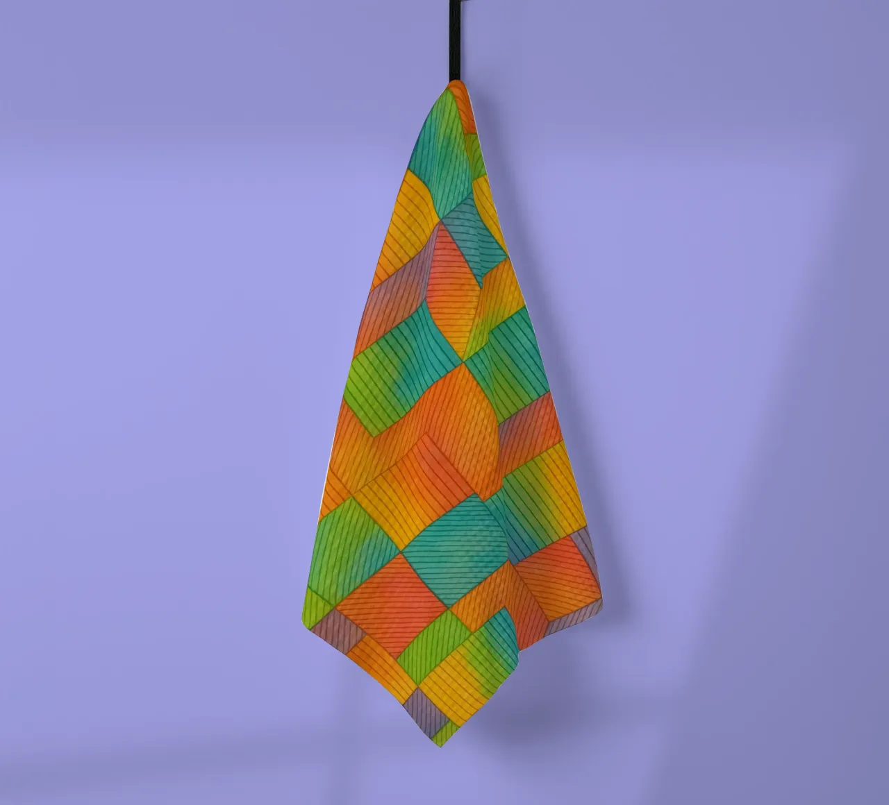 abstract geometric box line tea towel by arkhanz