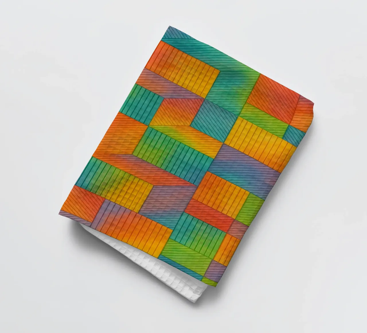 abstract geometric box line tea towel by arkhanz