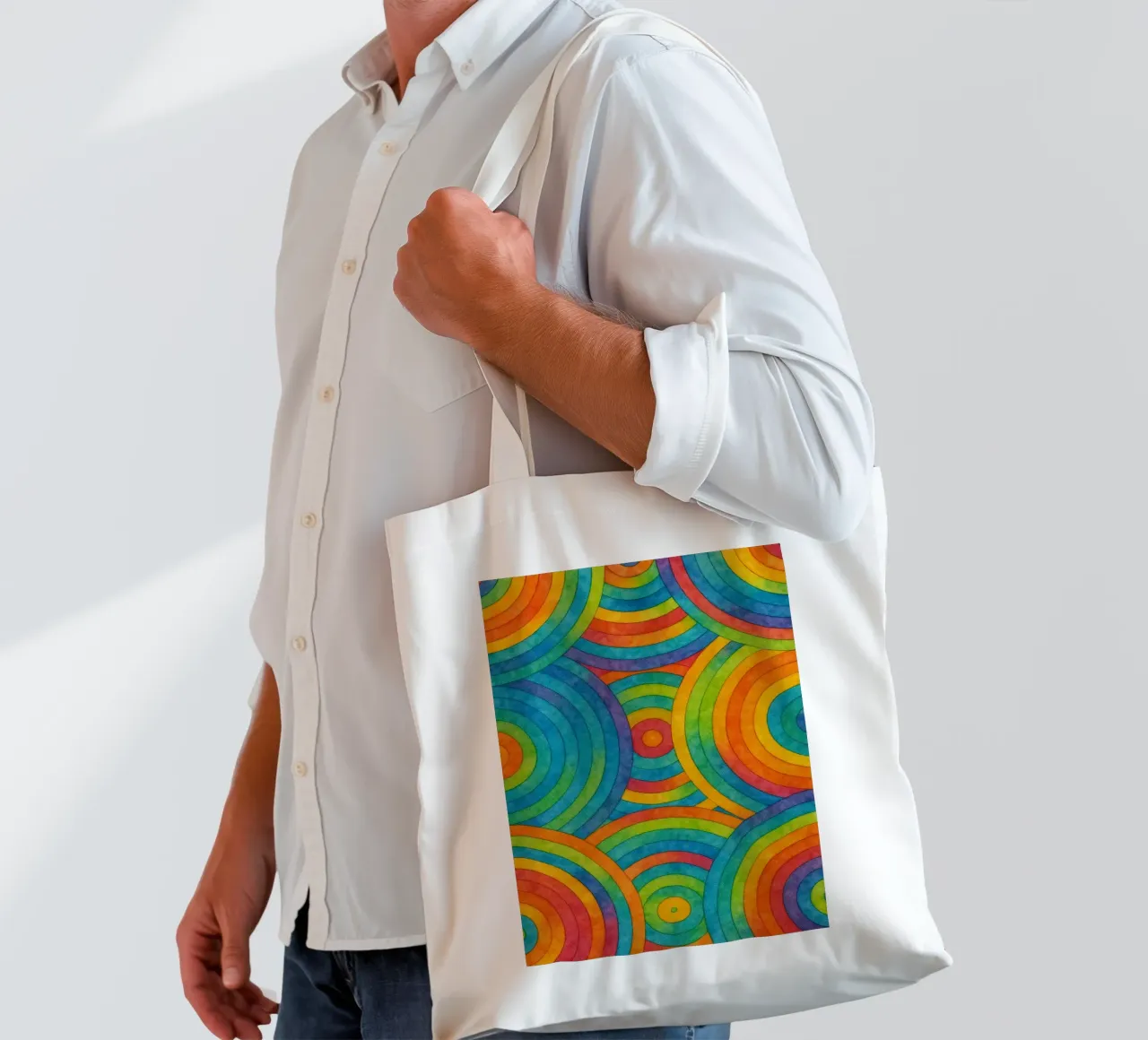 abstract geometric circle line tote bag by arkhanz