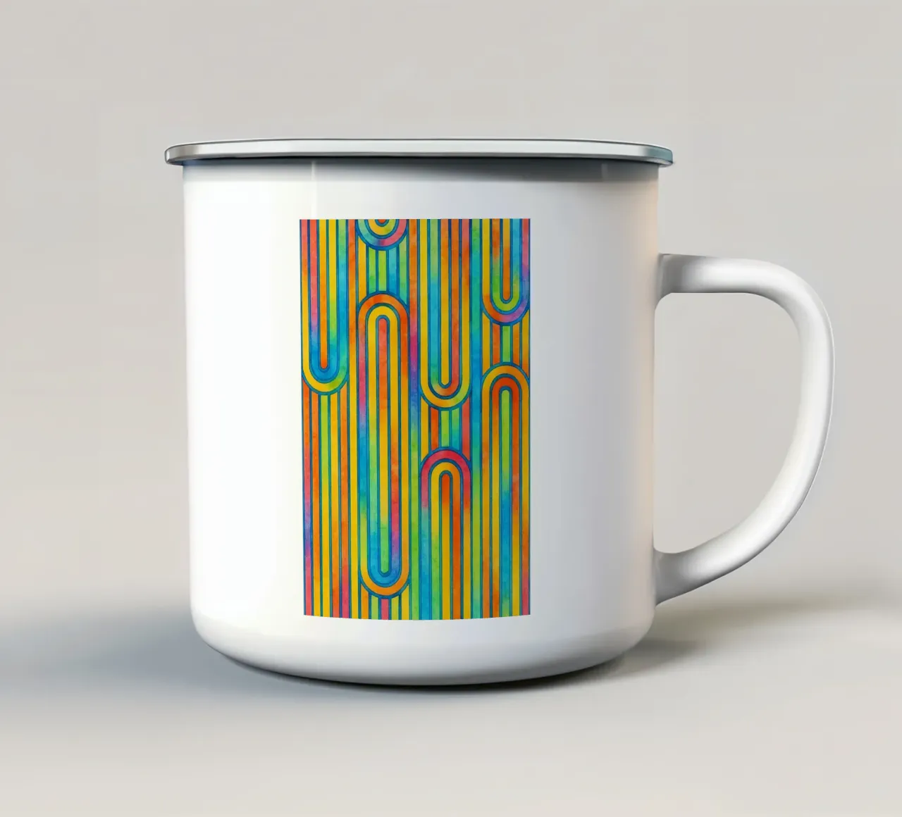 linea geometrica astratta colorfull tazza in smalto da arkhanz