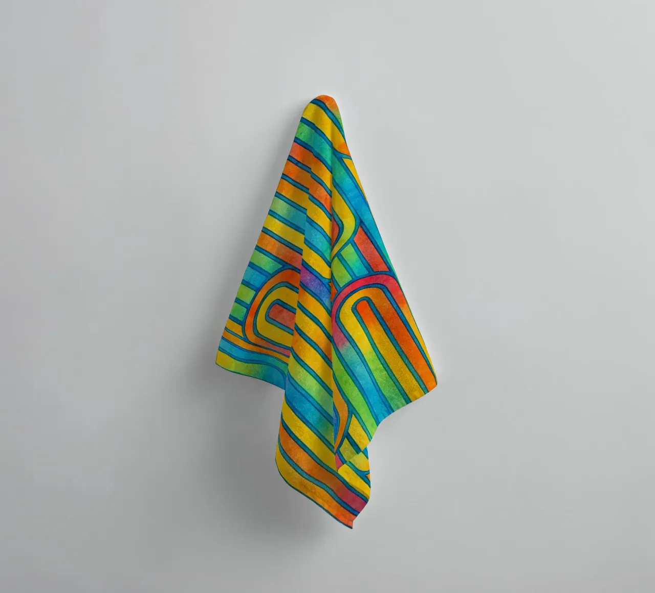 abstract geometric colorfull line towel by arkhanz