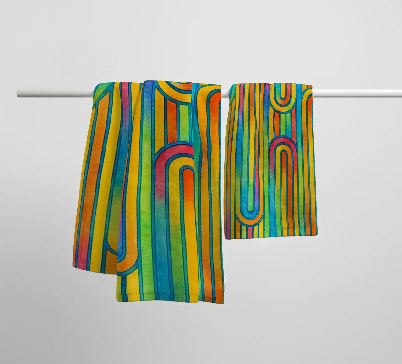 abstract geometric colorfull line towel by arkhanz