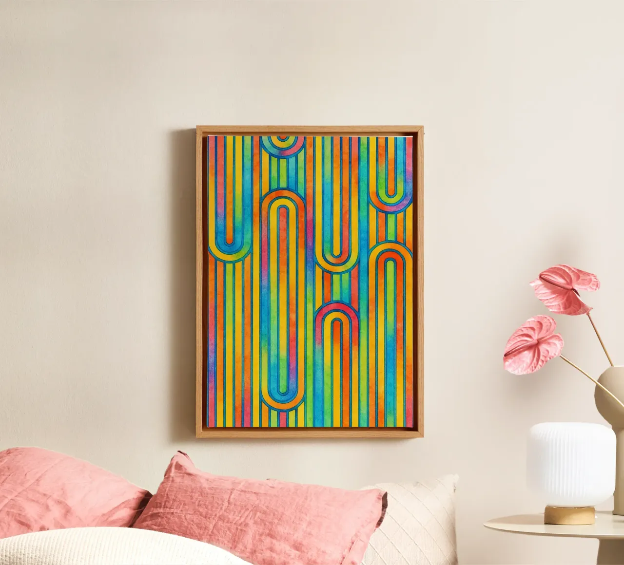 abstract geometric colorfull line canvas by arkhanz