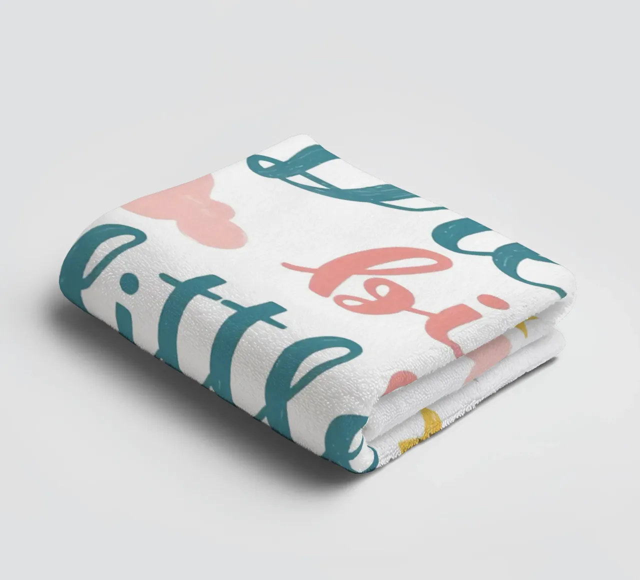 Dream big little one text art surrounded by stars and clouds towel by DesignDoodle