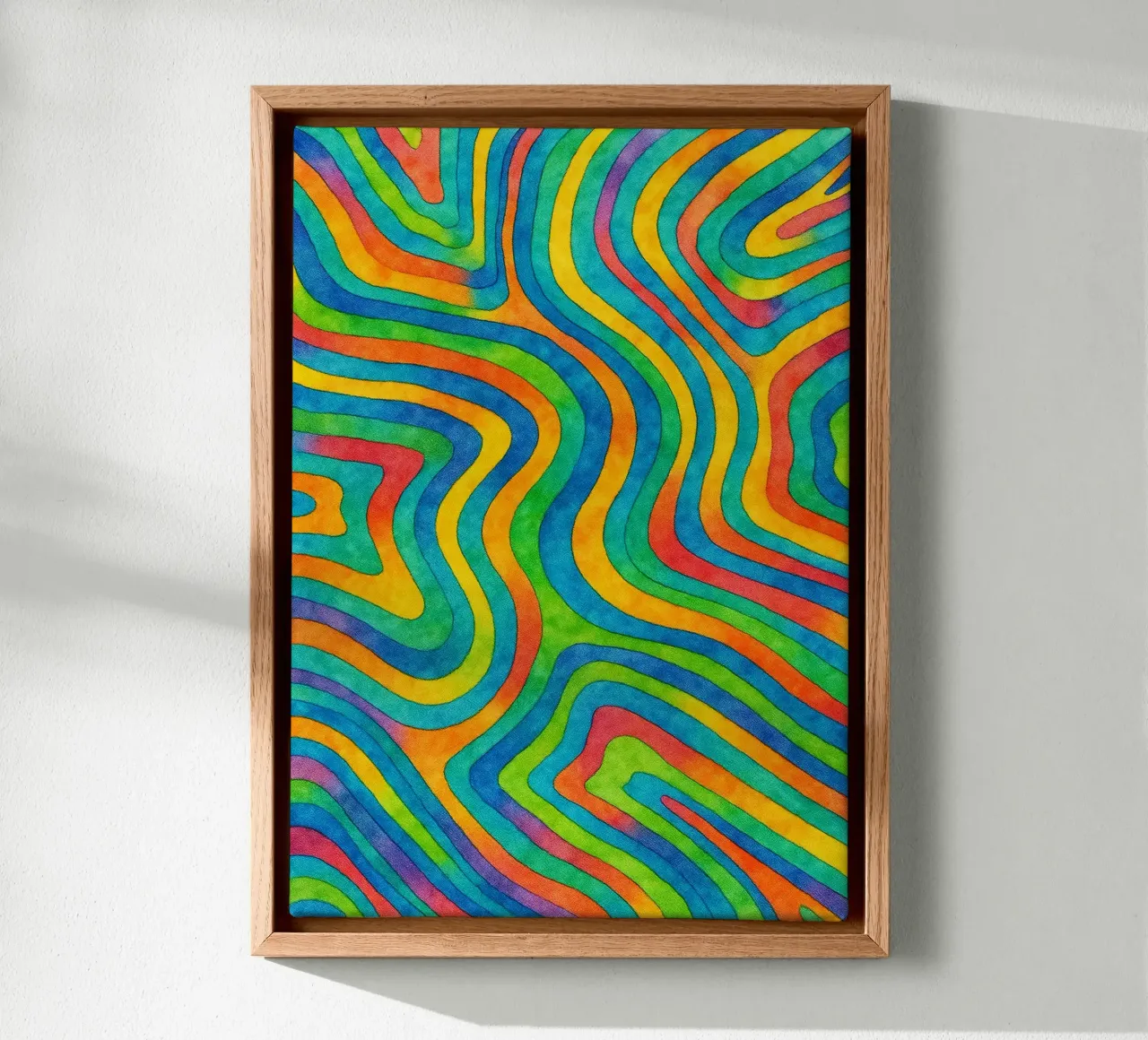 abstract geometric contour line canvas with Floater frame by arkhanz