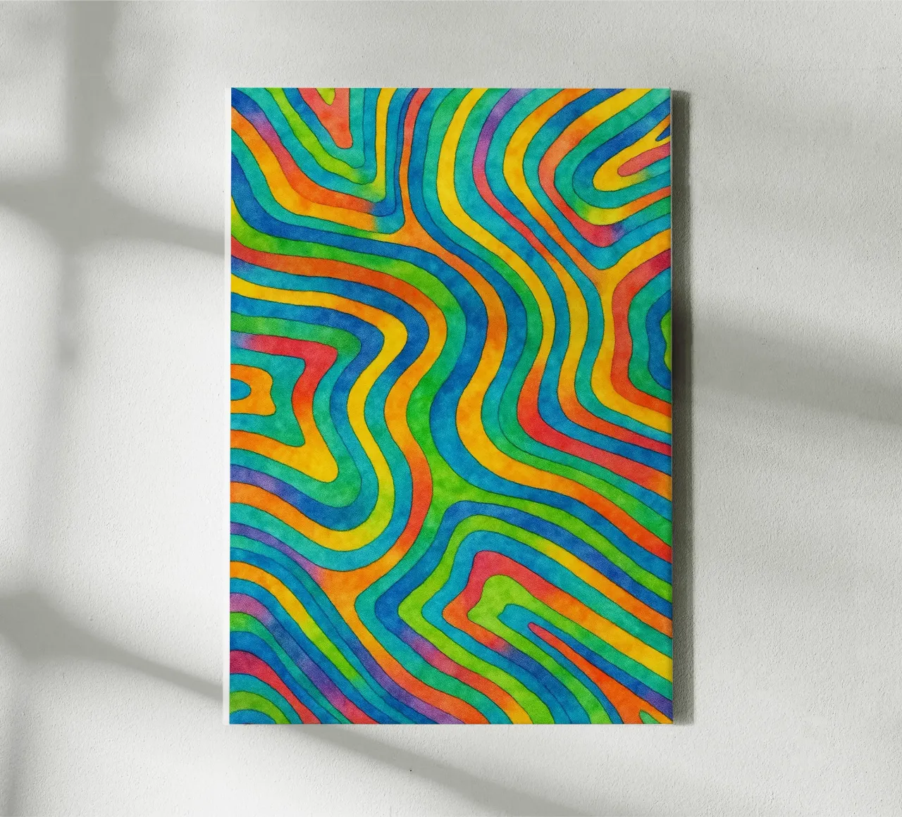 abstract geometric contour line canvas with Floater frame by arkhanz