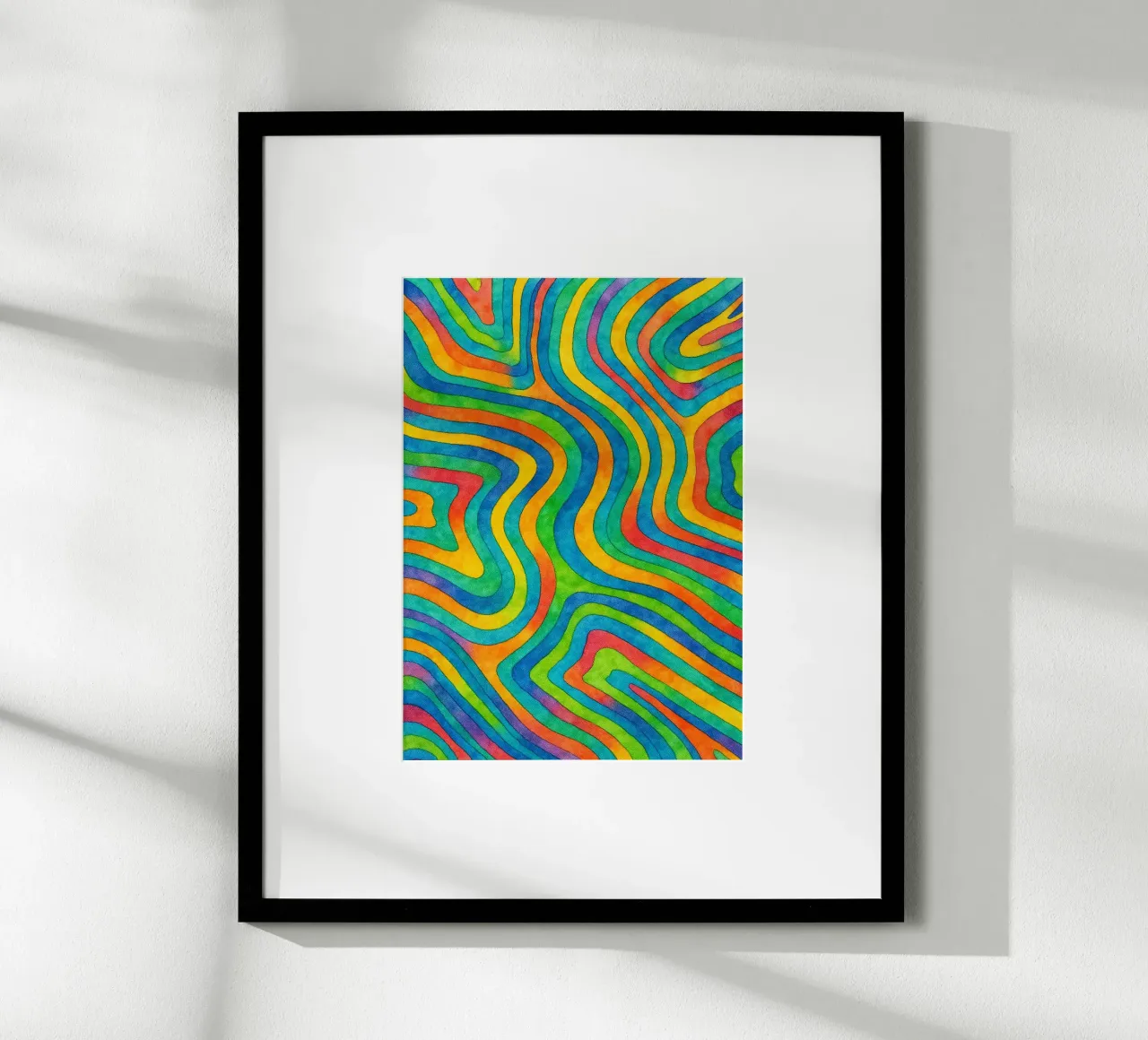 abstracte geometrische contourlijn poster met aluminium frame van arkhanz