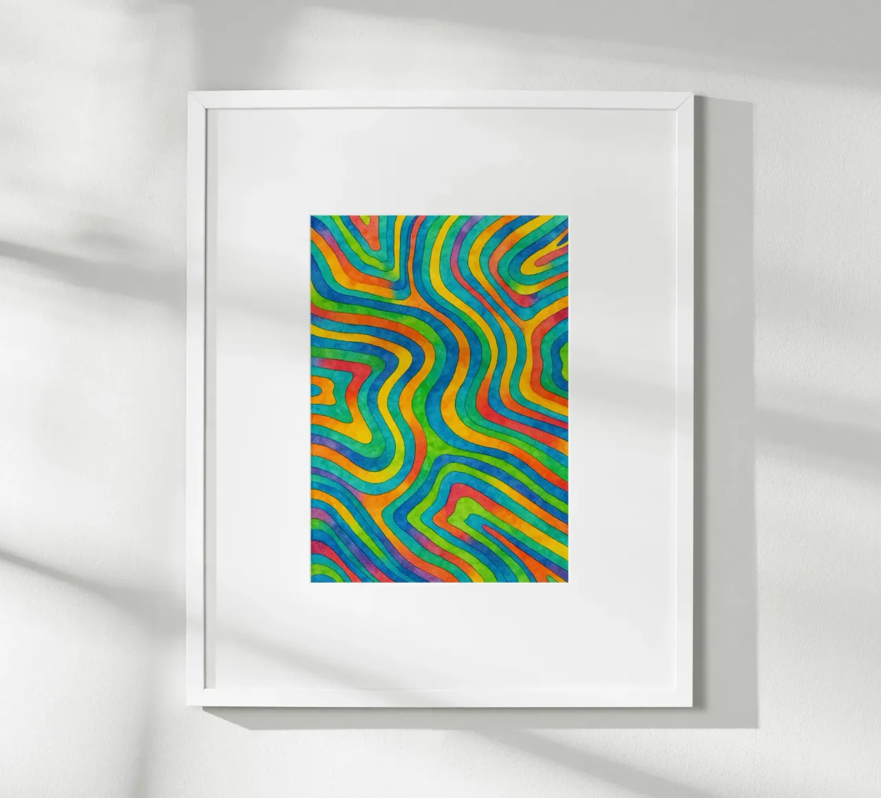 abstracte geometrische contourlijn poster met aluminium frame van arkhanz