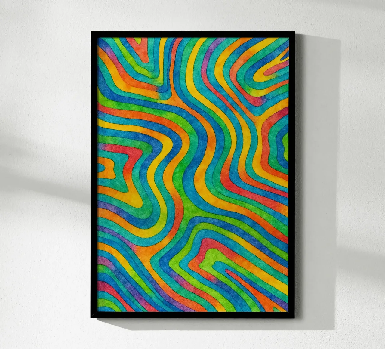 abstracte geometrische contourlijn poster met aluminium frame van arkhanz