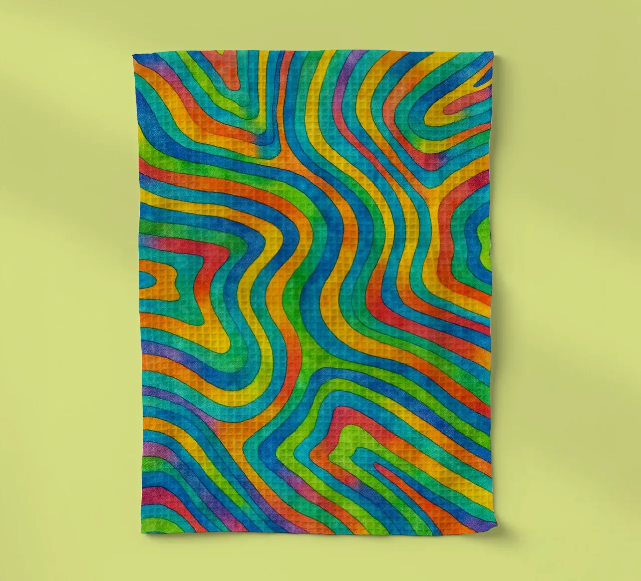 abstract geometric contour line tea towel by arkhanz