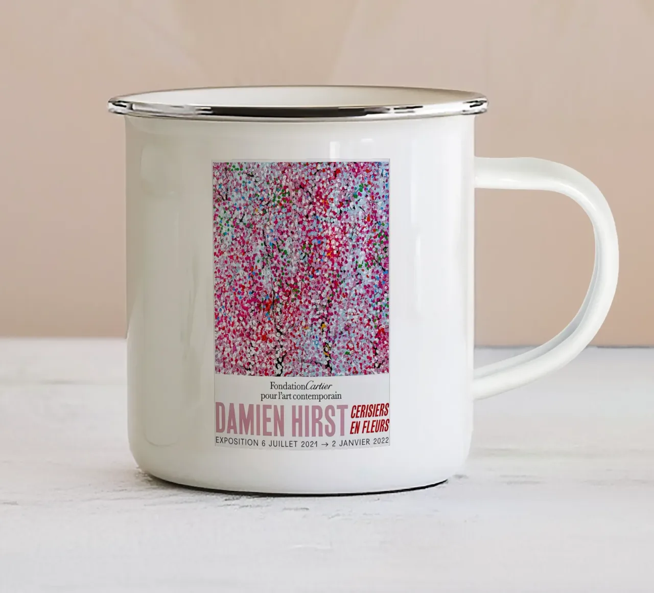 Esposizione di fiori di Damien Hirst tazza in smalto da Romeyoprints