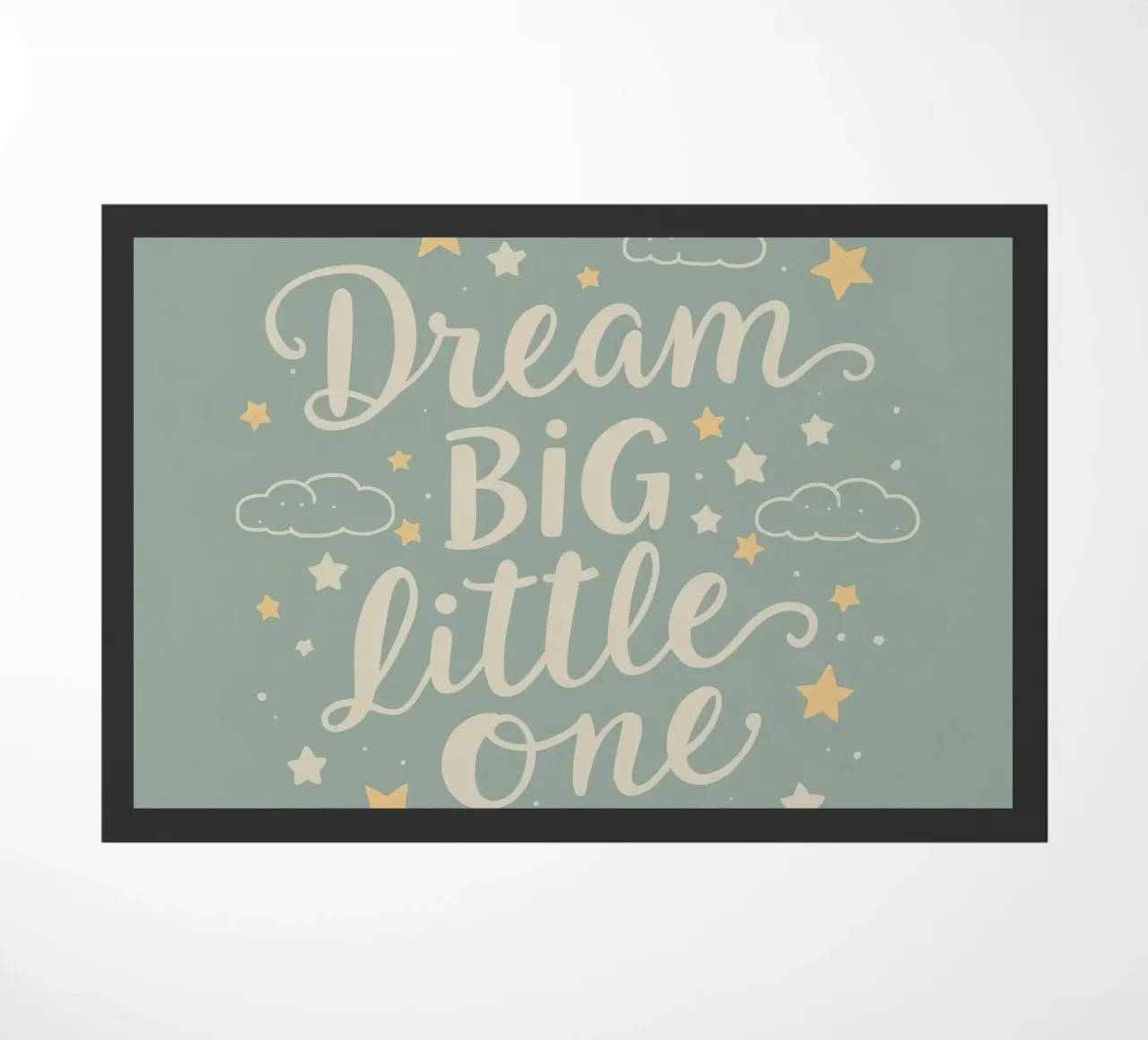 sognare in grande con le nuvole e le stelle dei cartoni animati su un bambino zerbino da DesignDoodle