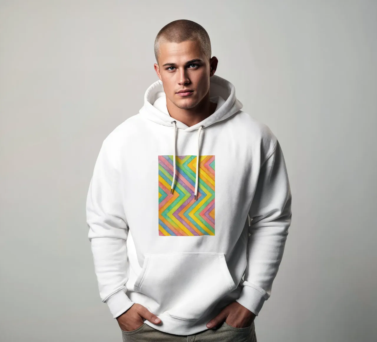 linea geometrica astratta ad angolo felpa con cappuccio da arkhanz