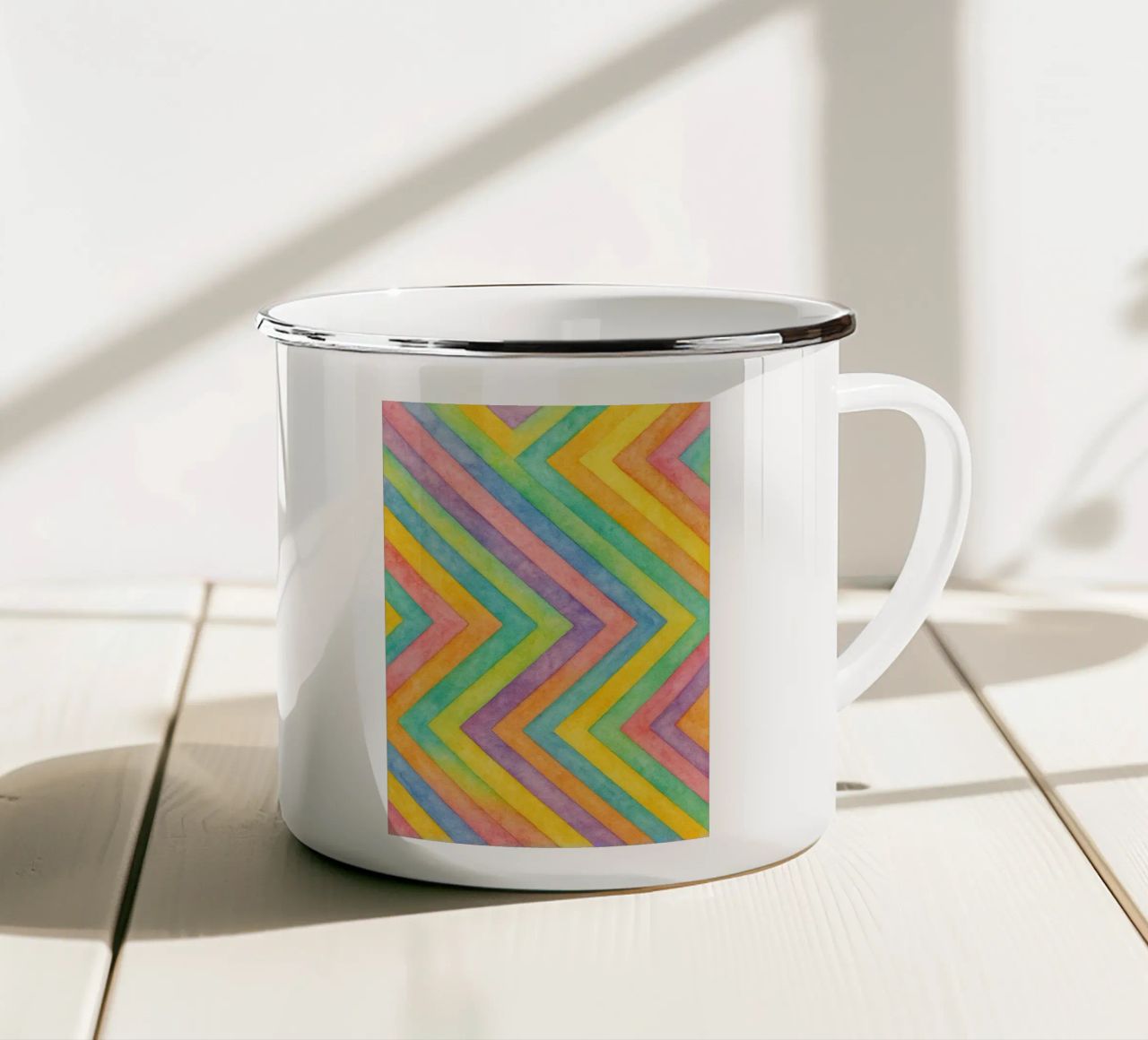 linea geometrica astratta ad angolo tazza in smalto da arkhanz