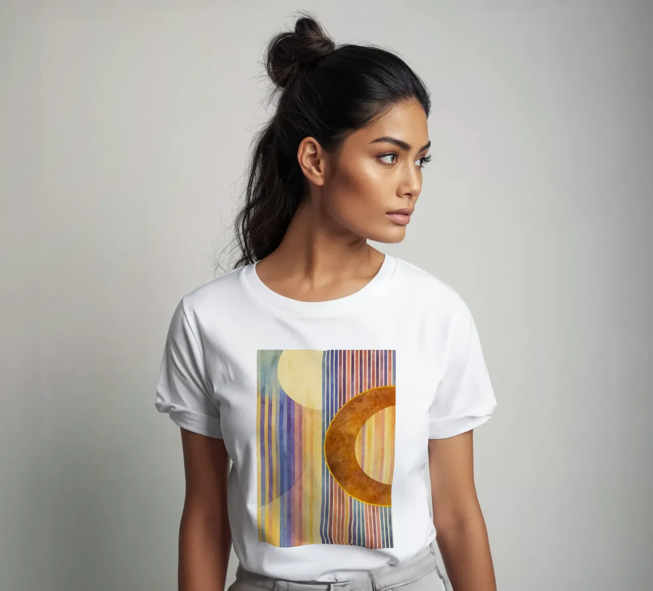 abstract geometric crescent moon line t-shirt by arkhanz