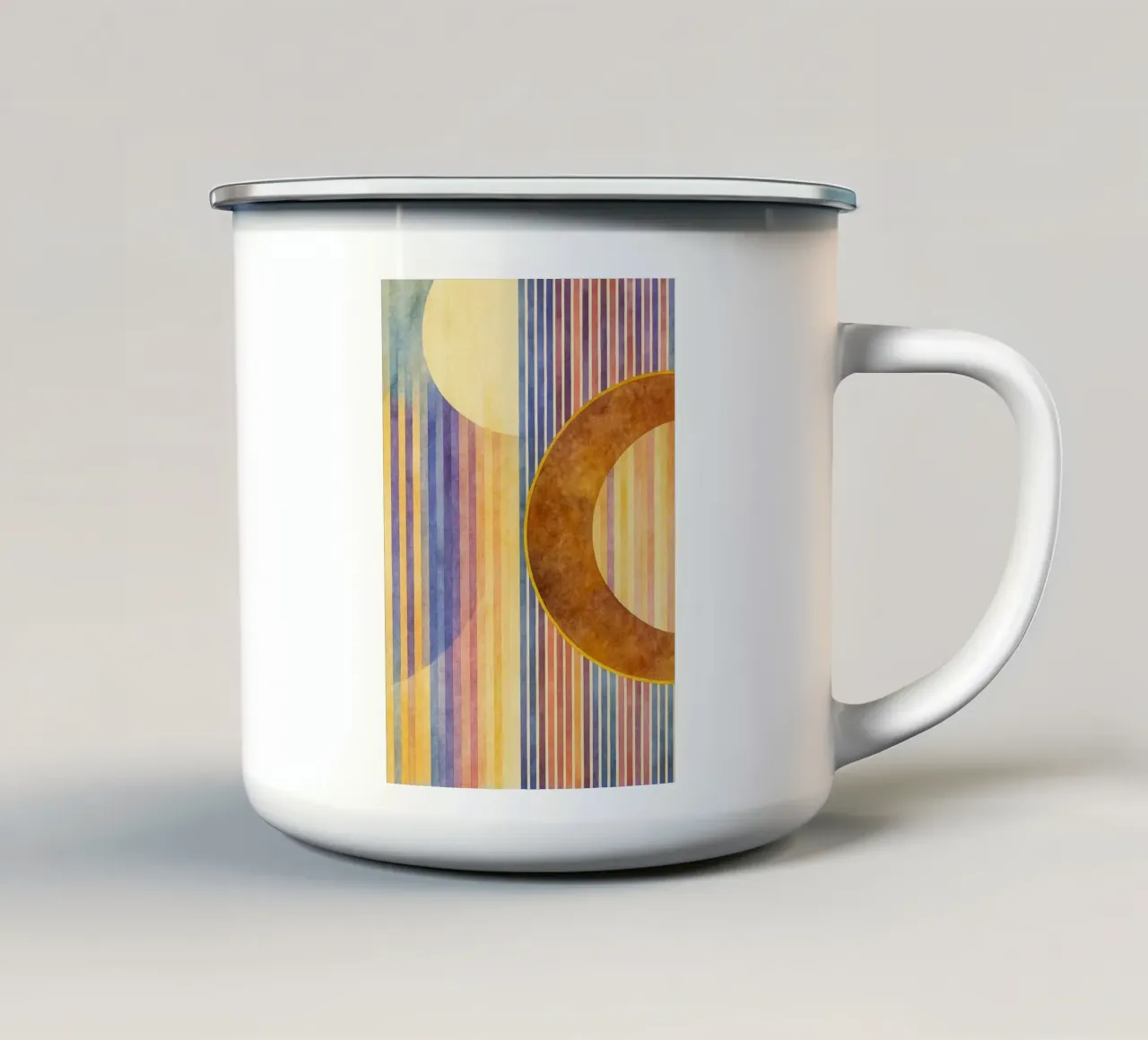 linea geometrica astratta di luna crescente tazza in smalto da arkhanz