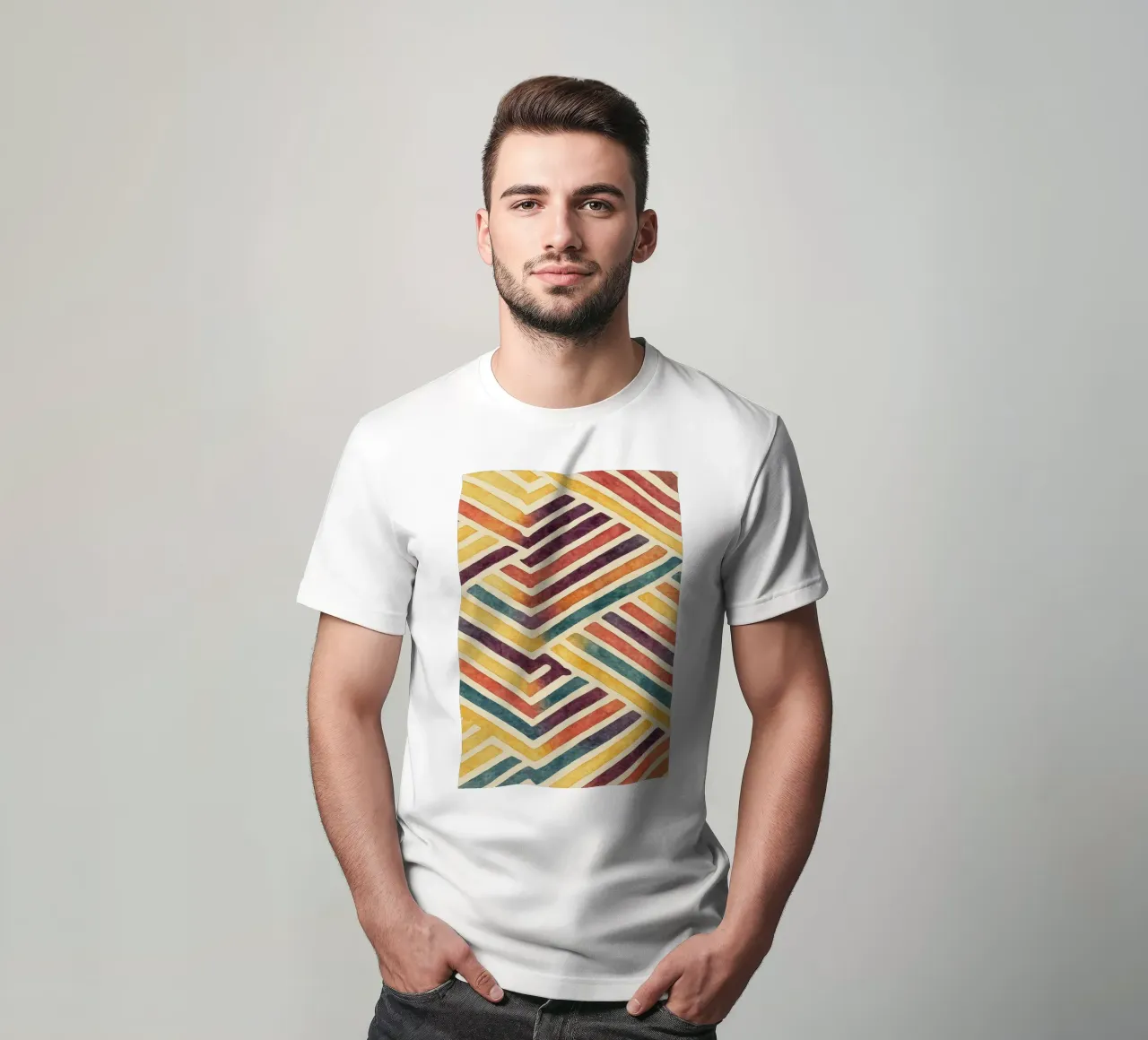 abstract geometric crooked line t-shirt by arkhanz