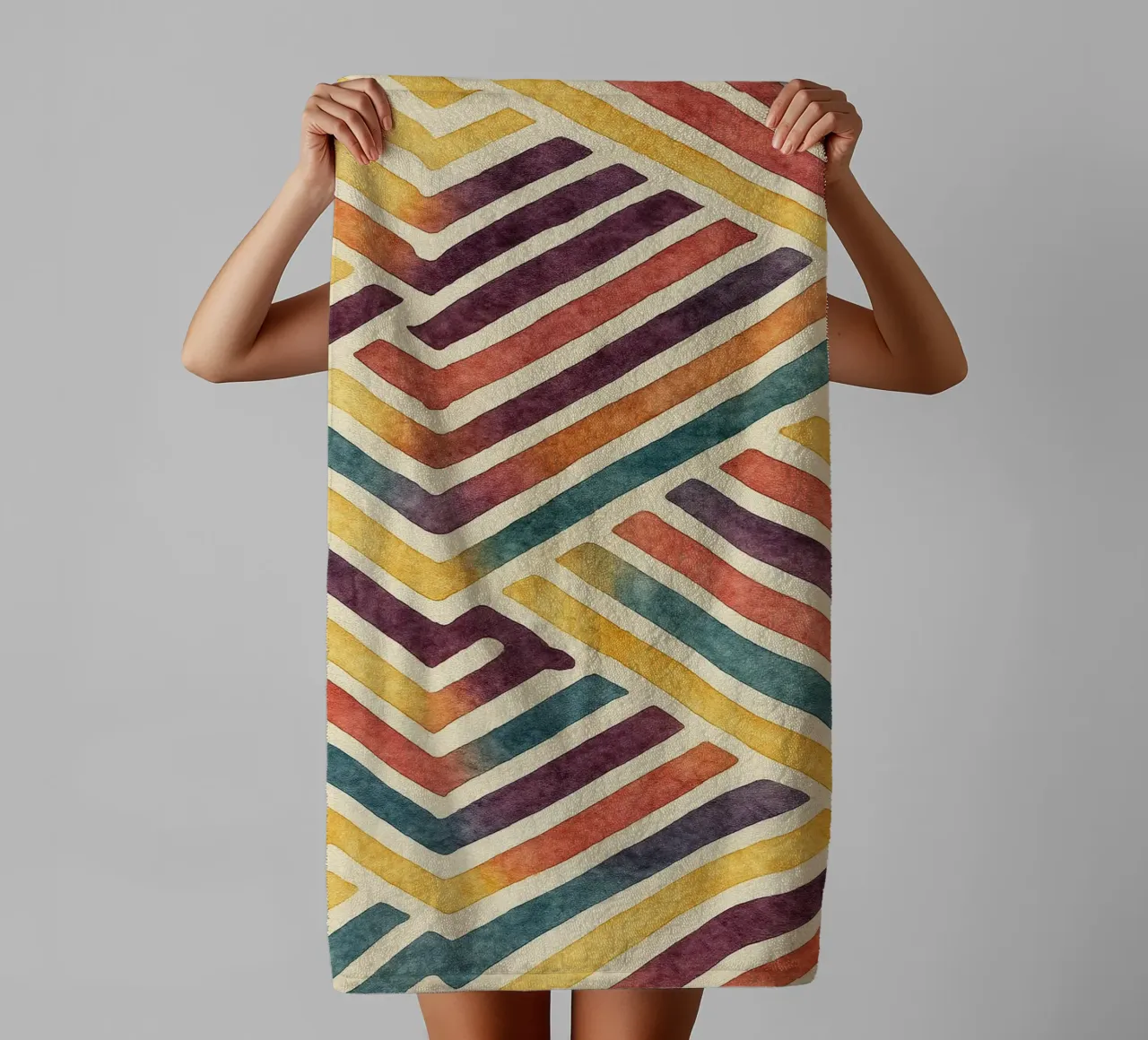 abstract geometric crooked line towel by arkhanz