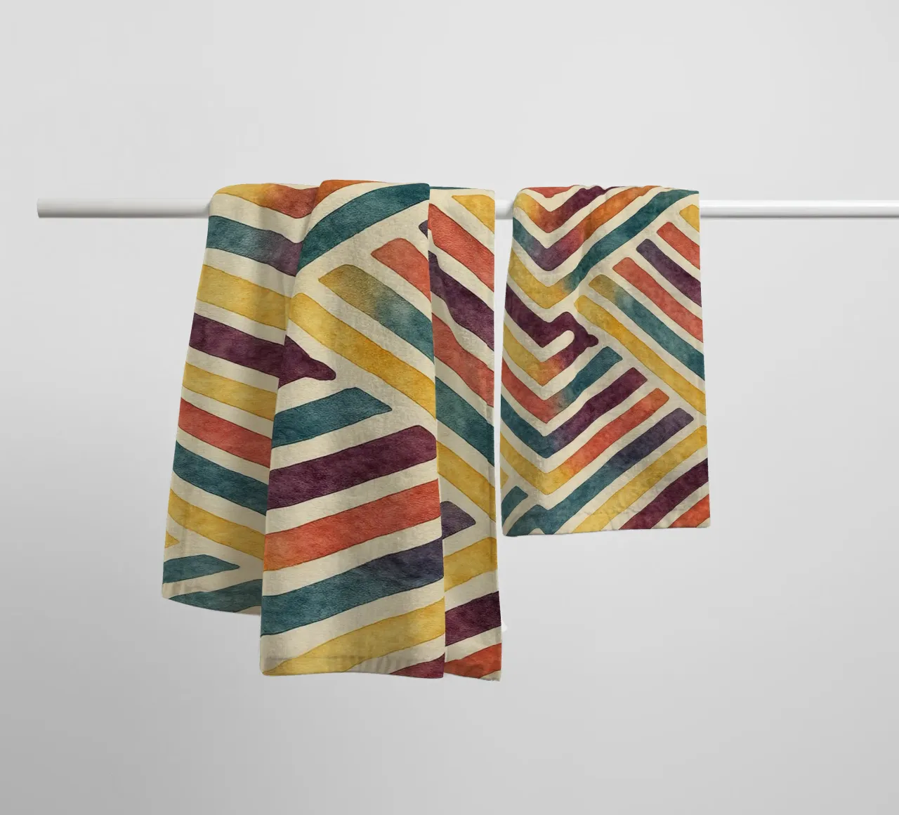abstract geometric crooked line towel by arkhanz