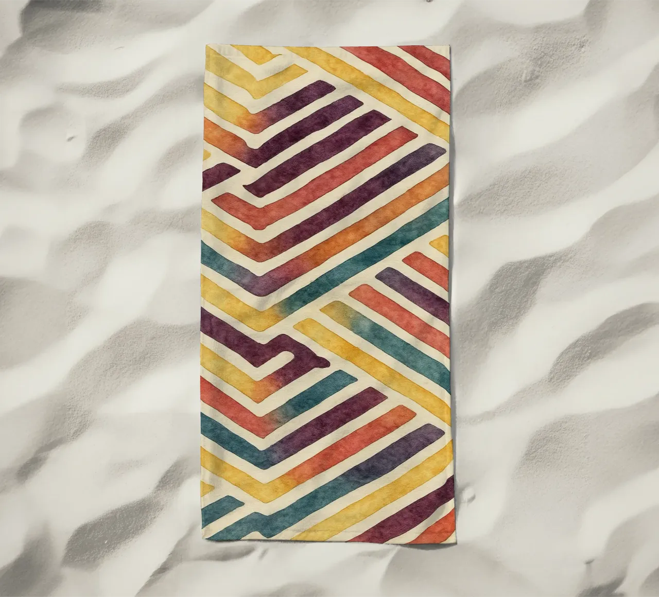 abstract geometric crooked line beach towel by arkhanz