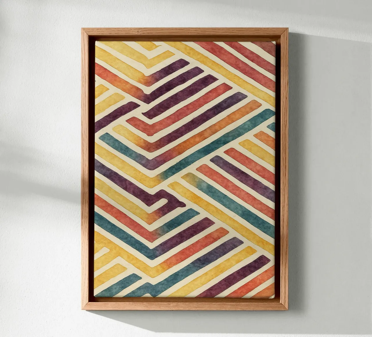 abstract geometric crooked line canvas with Floater frame by arkhanz