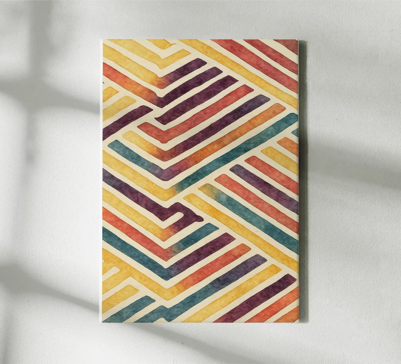 abstract geometric crooked line canvas with Floater frame by arkhanz