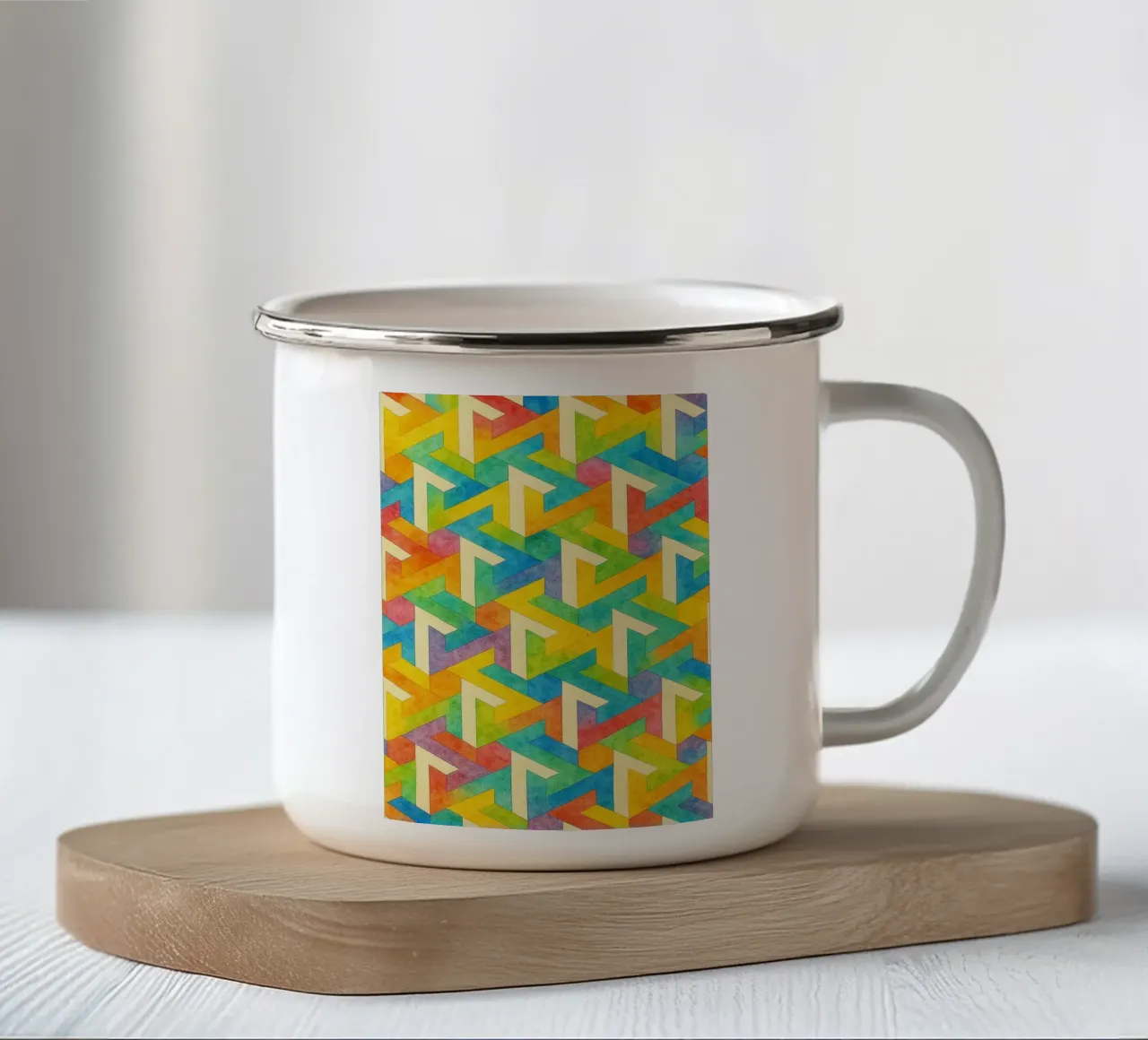 linea trasversale geometrica astratta tazza in smalto da arkhanz