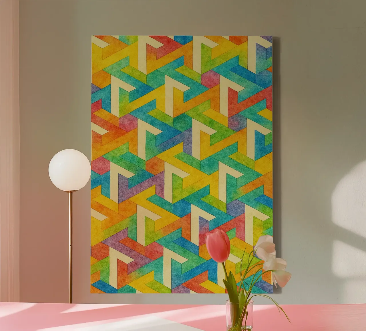 línea transversal geométrica abstracta lienzo con Marco flotante de arkhanz