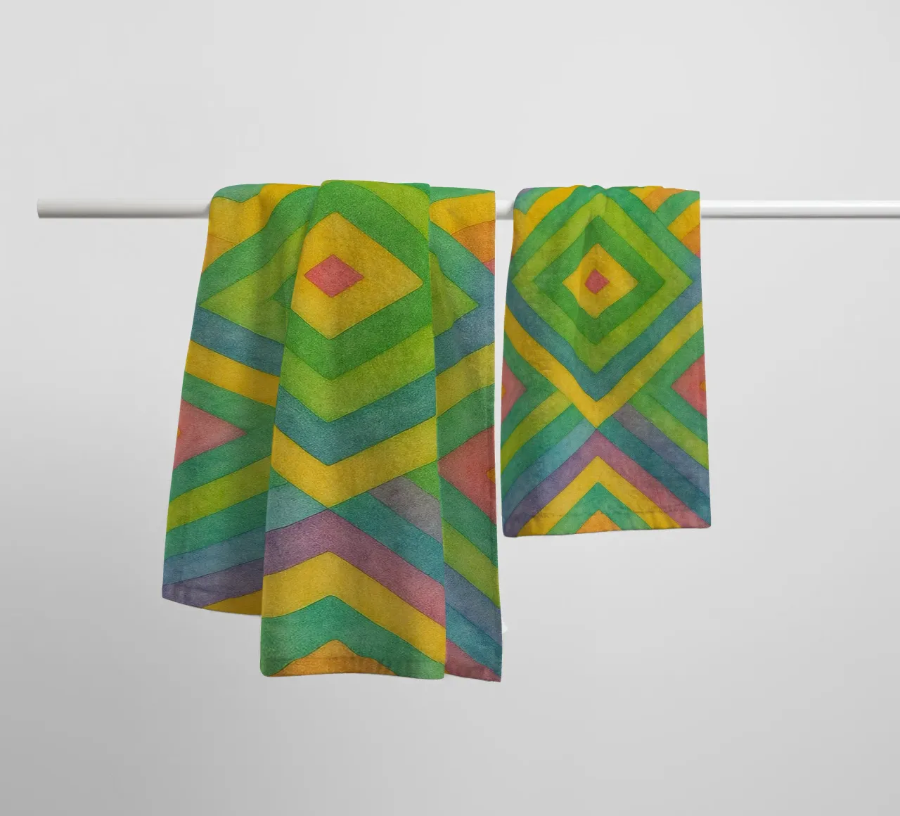 abstract geometric diamond line towel by arkhanz