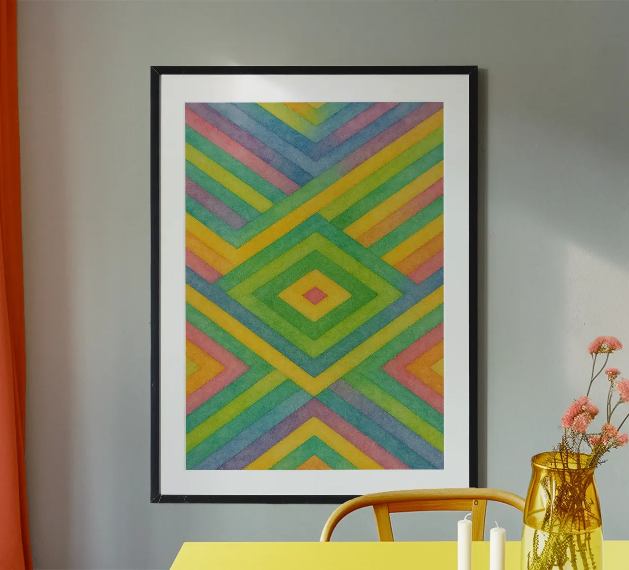 ligne géométrique abstraite en forme de diamant poster de arkhanz