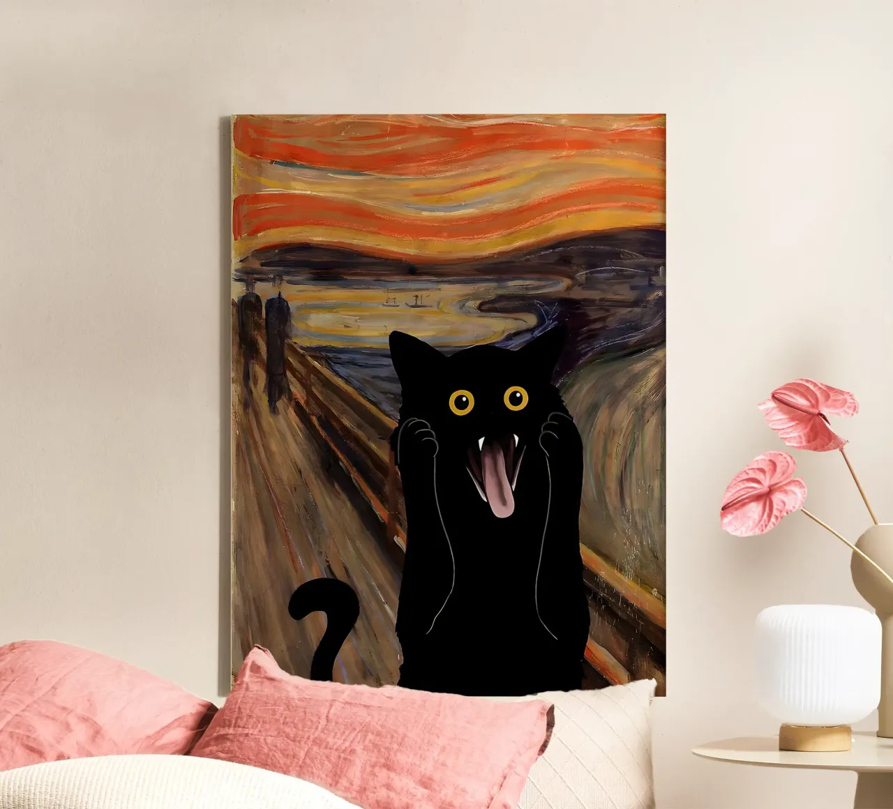 Gatto urlatore tela con Cornice a cassetta da ART BEST