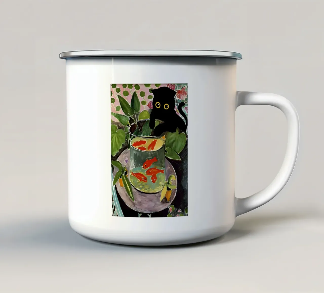 Gatto Pesce Rosso Matisse tazza in smalto da ART BEST