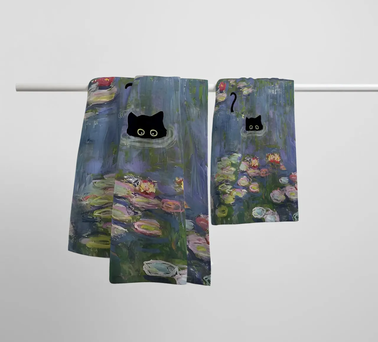 Gatto Monet Ninfea Gatto nero asciugamano da bagno da ART BEST