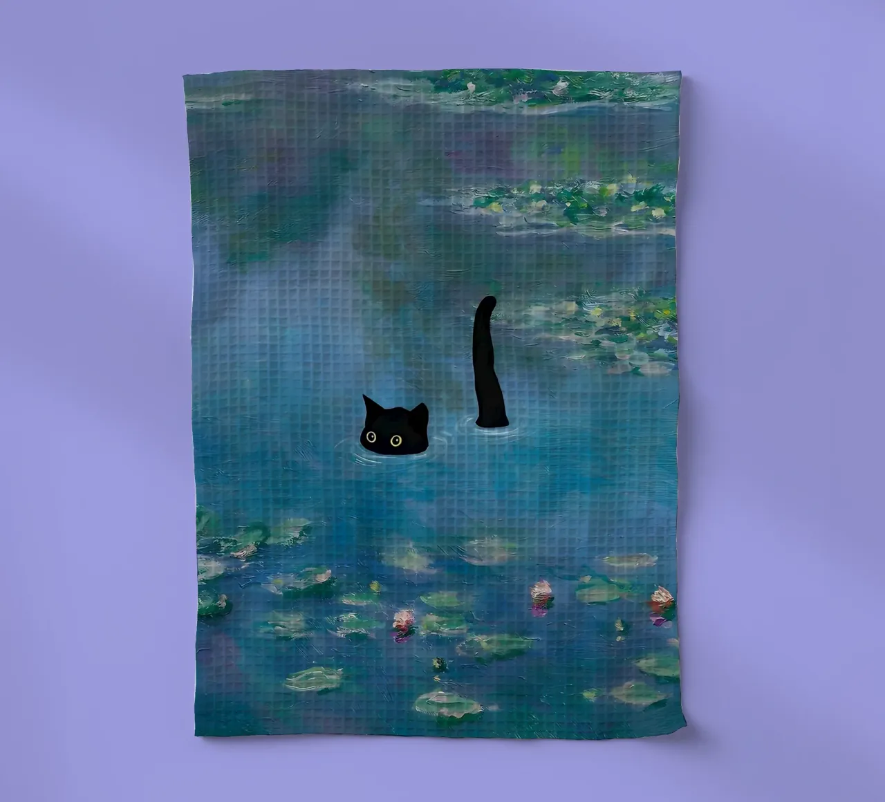 Gatto Monet Ninfea canovaccio da cucina da ART BEST