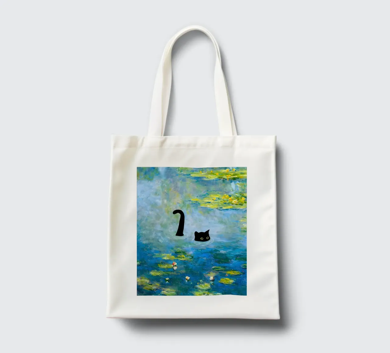 Gatto di Monet tra le ninfee borsa in juta da ART BEST