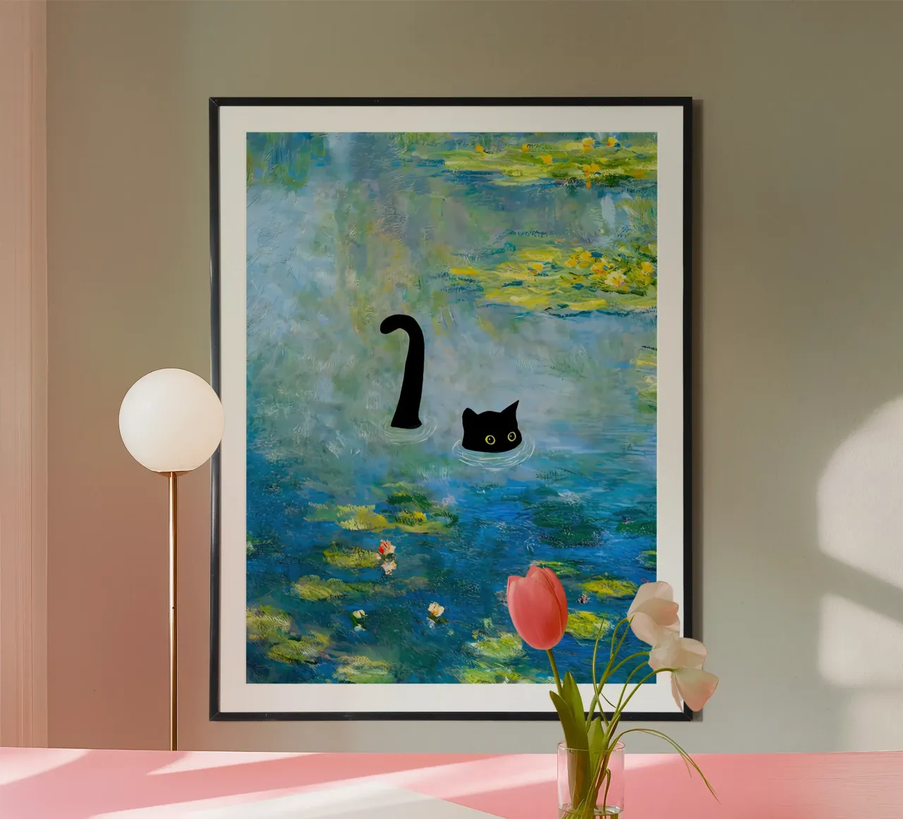 Gatto di Monet tra le ninfee carta hahnemühle da ART BEST