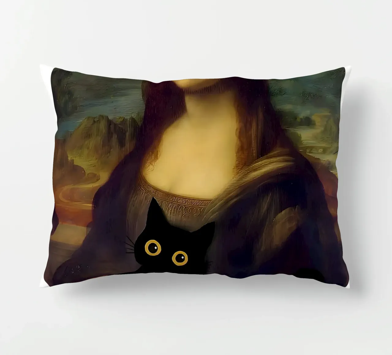 Lisa con un gatto nero cuscino da ART BEST