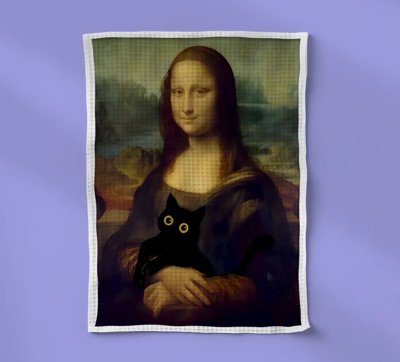 Lisa con un gatto nero canovaccio da cucina da ART BEST