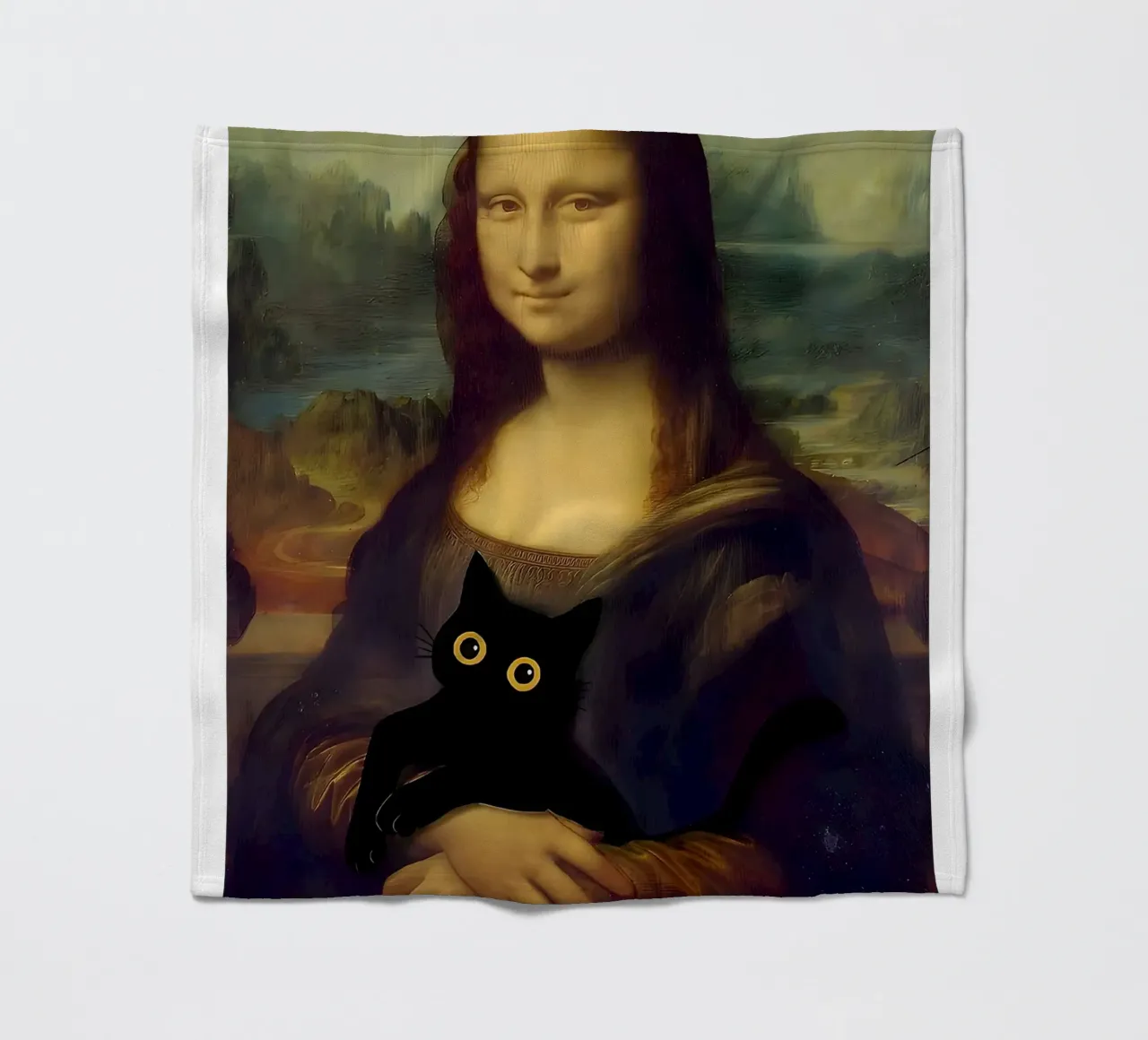 Lisa con un gatto nero coperta in pile da ART BEST